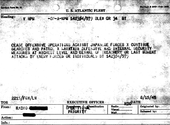 RadioGram Cease Offensive Operations